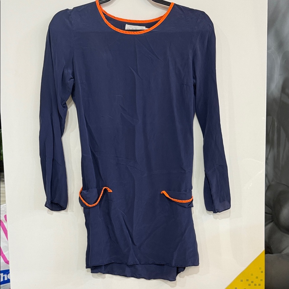 Shakuhachi Silk Navy and Orange Shirt